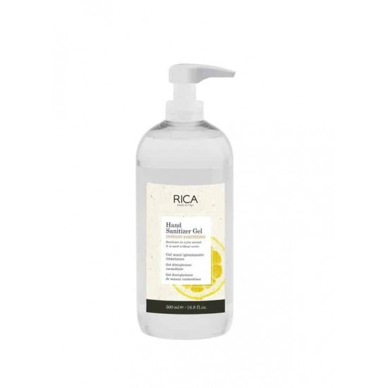 Rica Hand sanitizing gel in bottle with dispenser